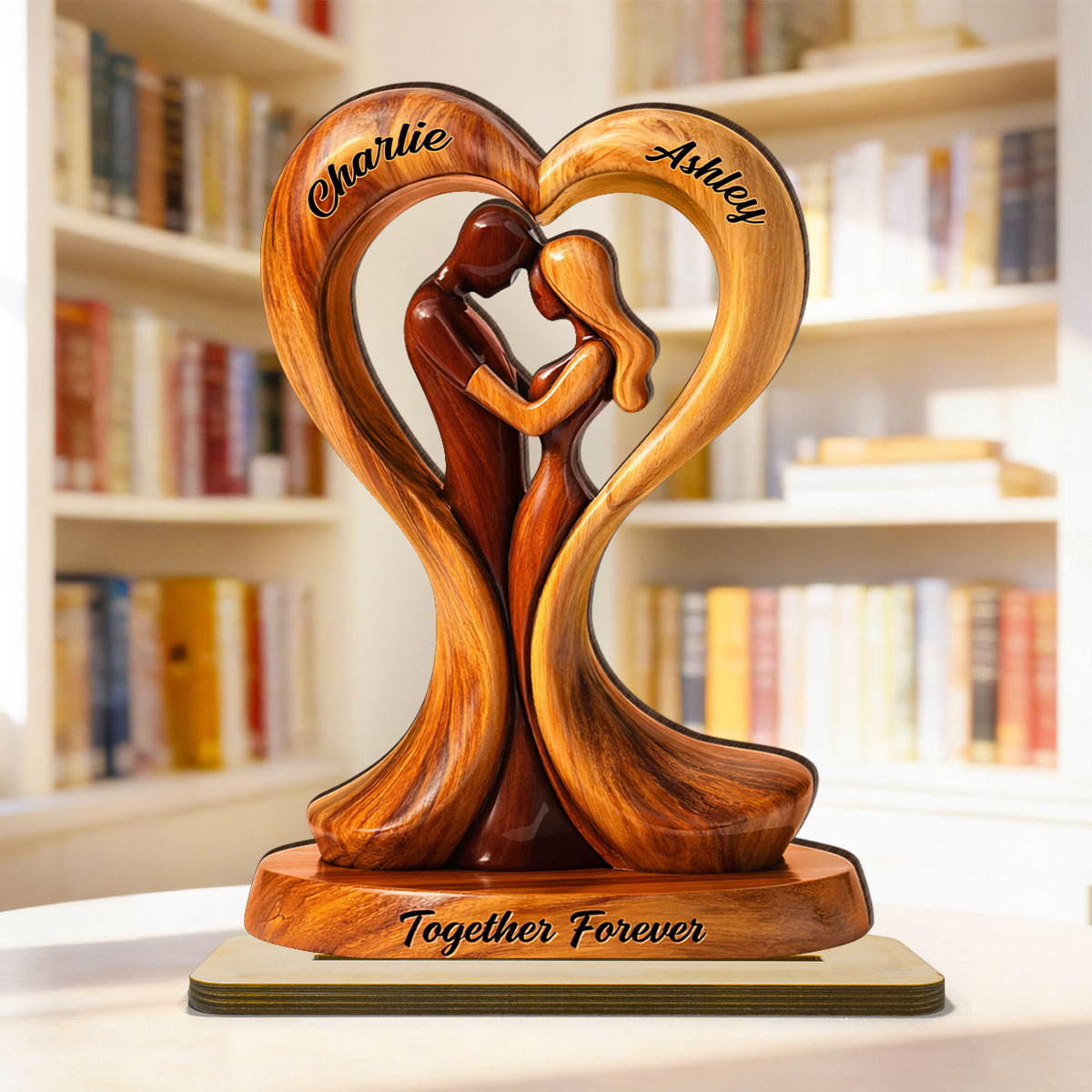 Together Forever Wooden Couple - Personalized 2-Layered Wooden Plaque - Anniversary, Valentine's Day Gift, Gift For Him, Gift For Her