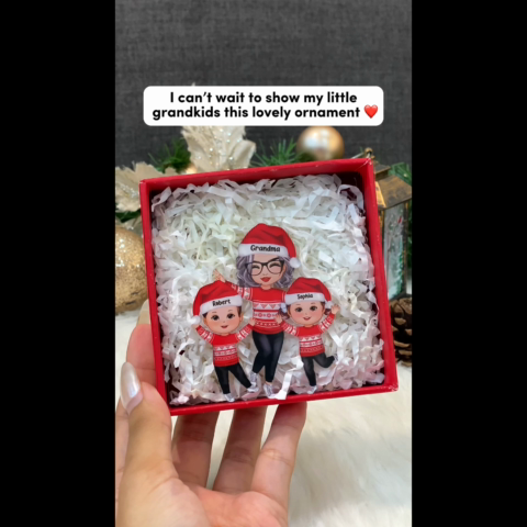 Grandma Grandkids - Personalized Acrylic Ornament - Gift For Granddaughter, Grandson
