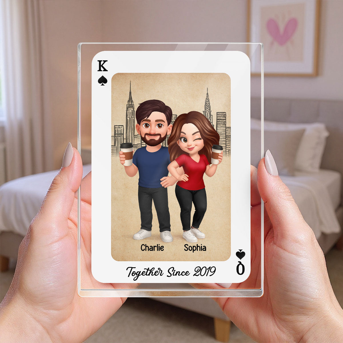 King and Queen Couple Personalized Acrylic Block, Anniversary Gift for him for her