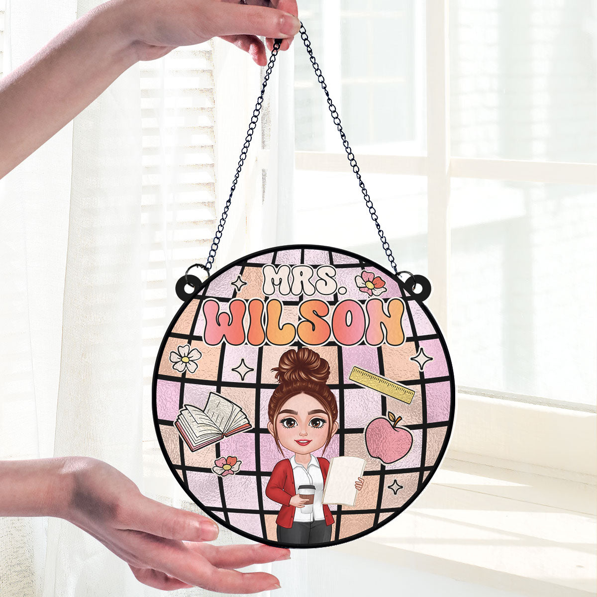 Teacher Classroom Colorful Personalized Suncatcher