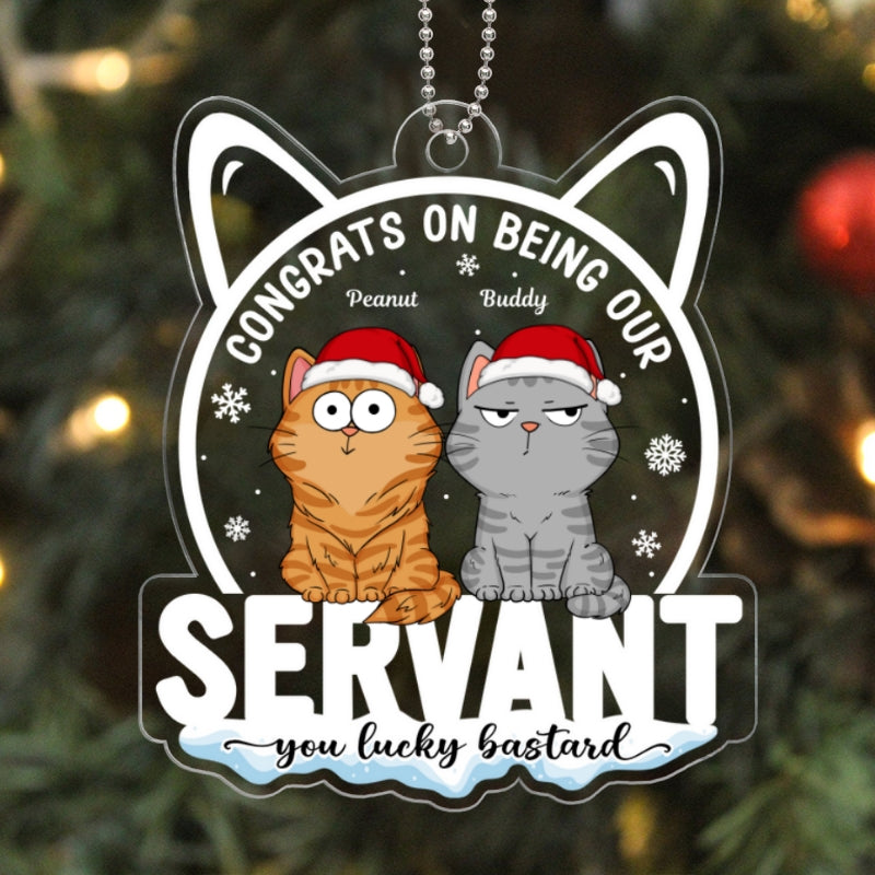 Congrats On Being My Cat Mom Human Servant Funny Cat Expression Personalized Acrylic Ornament