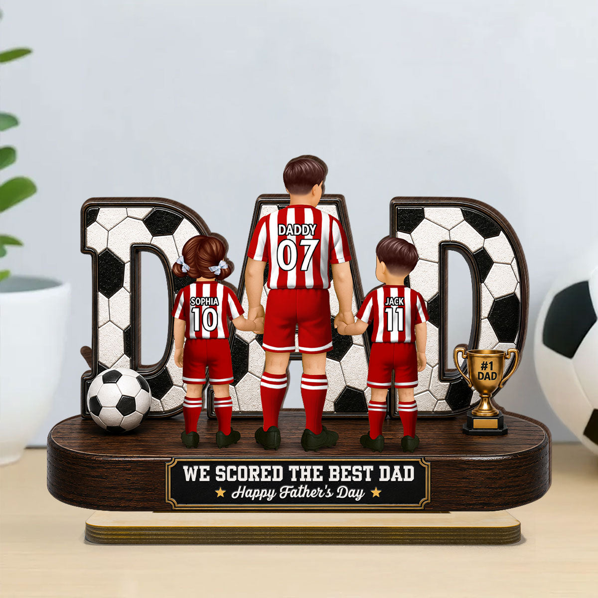 Soccer Dad Legend We Scored The Best Dad Back View - Personalized 2-Layered Wooden Plaque - Father's Day Gift For Dad, Husband, Soccer Lovers