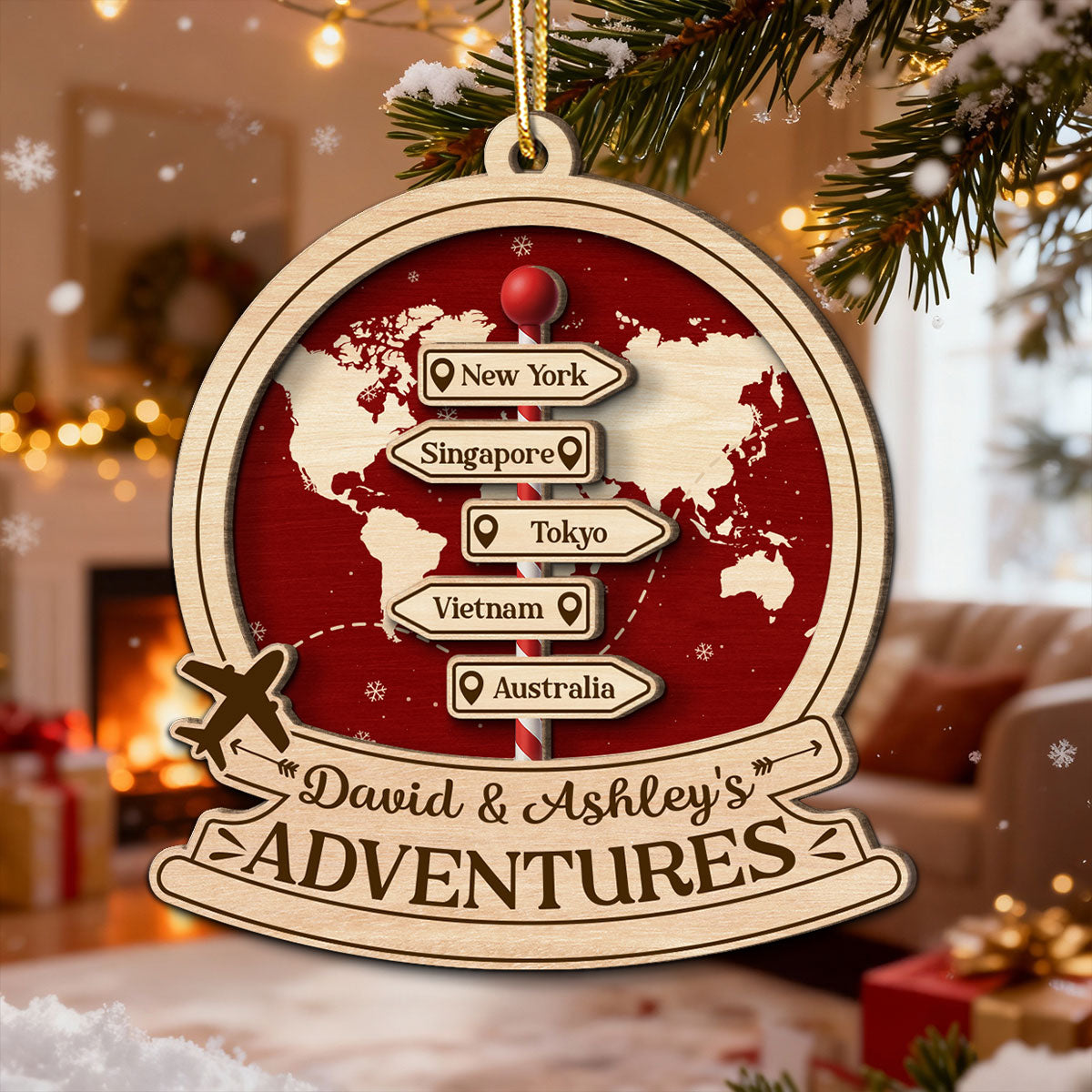 Couple Travel Destination In 2025 - Personalized Wooden Ornament - Unique Christmas Gift For Him, For Her, For Couple