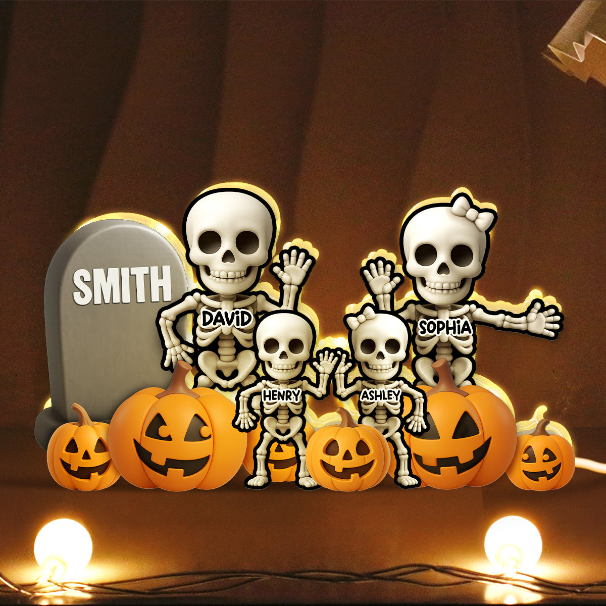 Cute Skeleton Halloween Standing 3D Effect Personalized Light Box