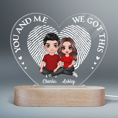 Embracing Couple Heart Fingerprint Personalized Heart Plaque LED Night Light