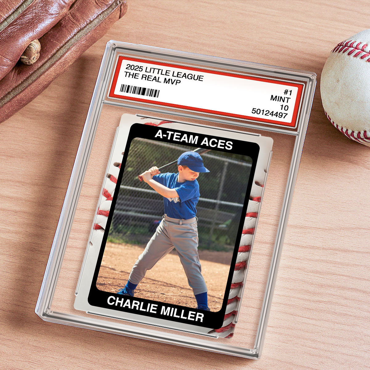 Baseball Player Gift Little League Trading Card Style Personalized Acrylic Block Plaque