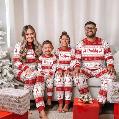 Christmas Ugly Sweater Pattern - Personalized Family Matching Pajamas