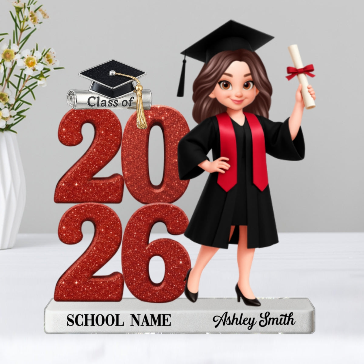 Class Of 2026 2027 Senior 2D Flat - Personalized Acrylic Block Plaque - Graduation Gift For Graduates, Daughter