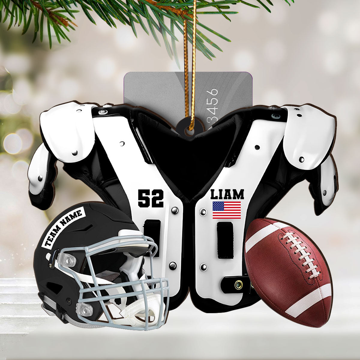 American Football Shoulder Pads Personalized Money Gift Card Holder Ornament, Christmas Unique Gift For Football Player, Football Lover