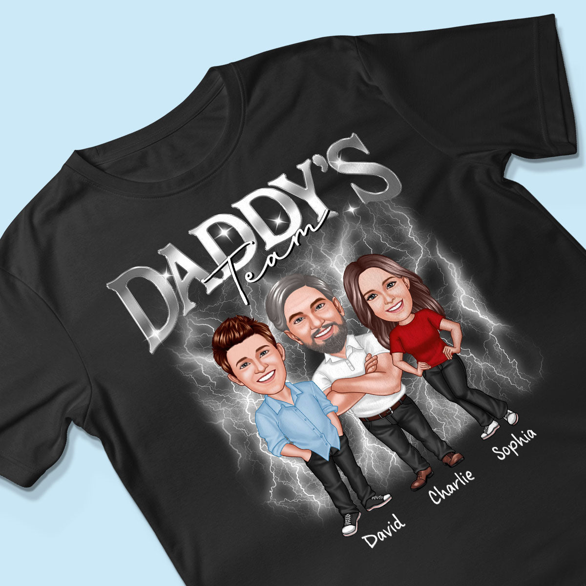 Caricature Daddy's Team Bootlegs Personalized Shirt, Father's Day Gift For Husband, For Dad