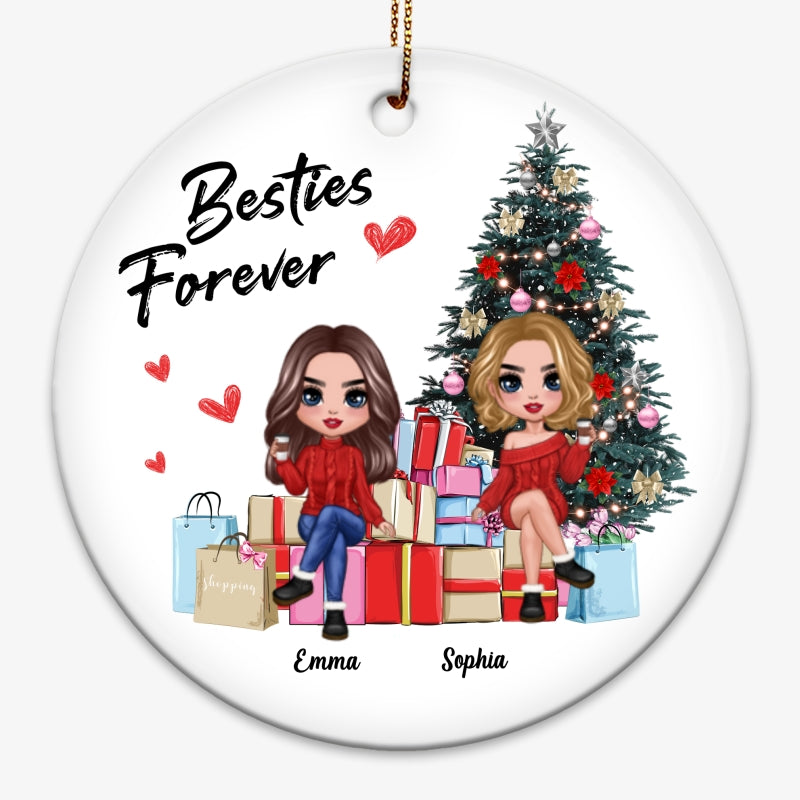 Doll Best Friends Sisters On Christmas Gifts Personalized Circle Ornament