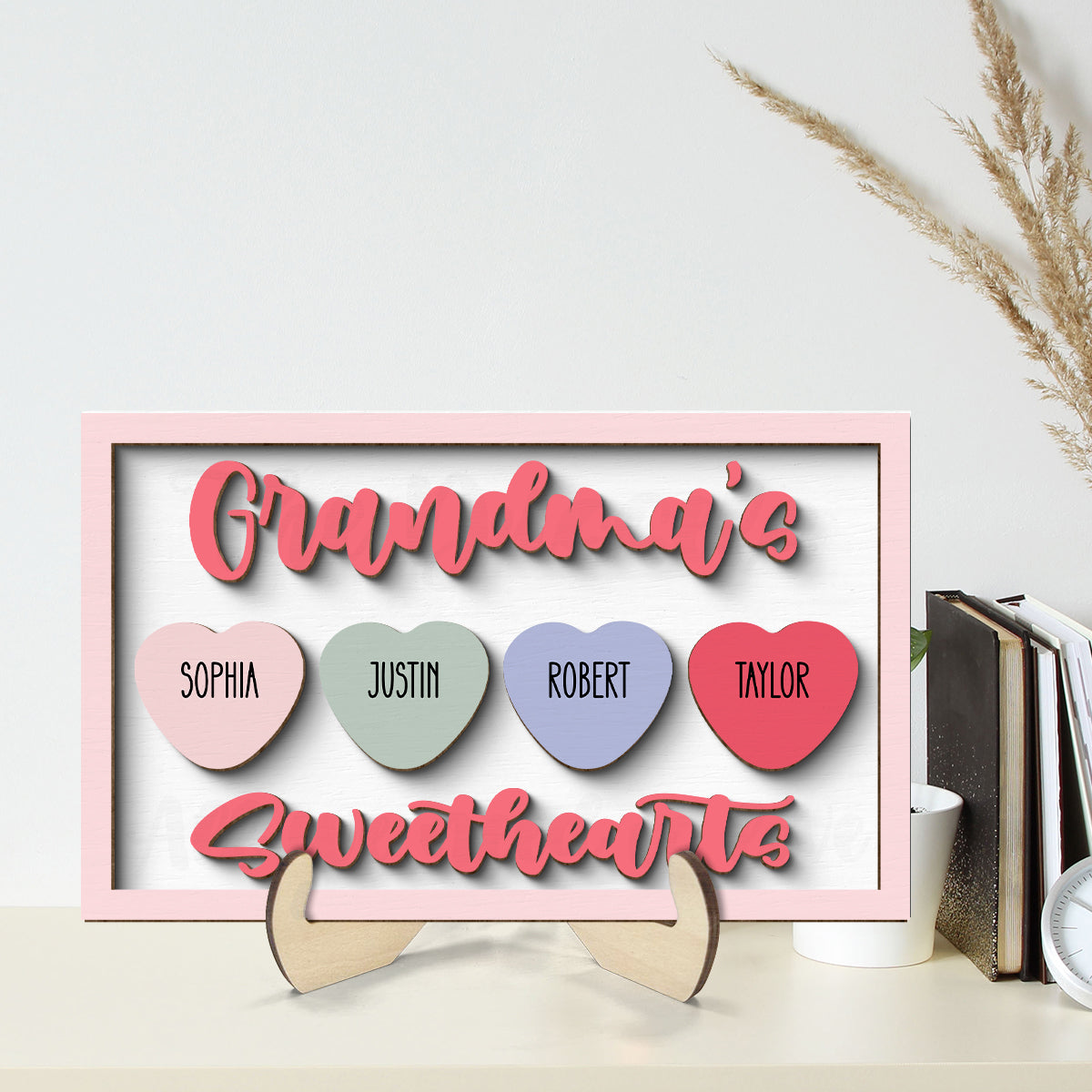 Grandma's Sweethearts Name Sign Personalized 2-Layer Wooden Plaque