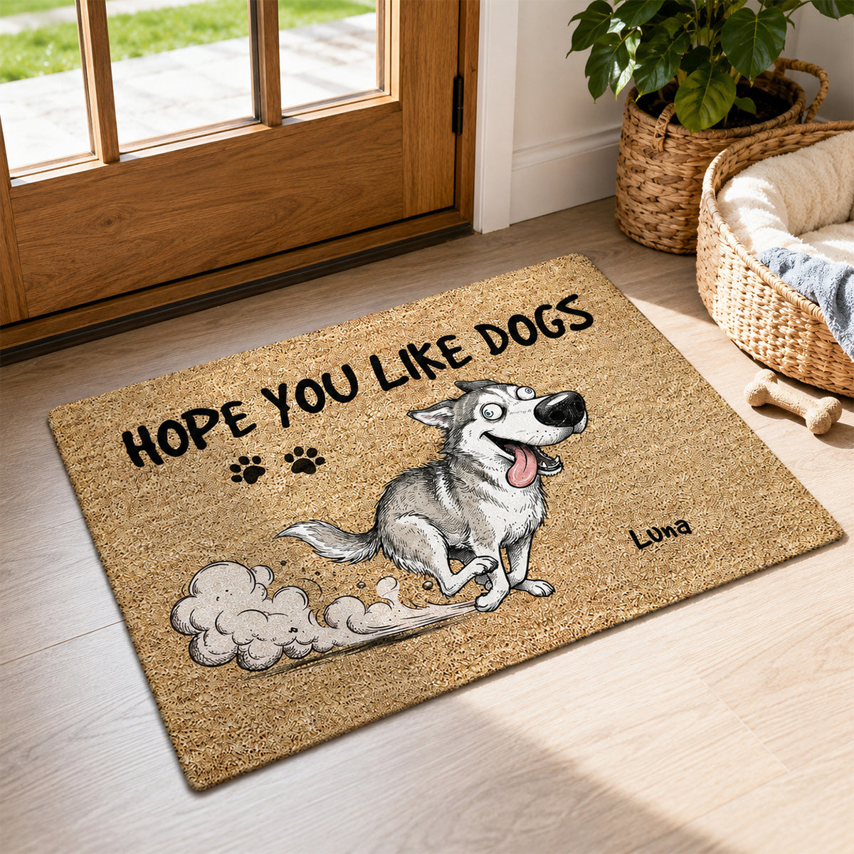 Hope You Like Dogs Funny Zoomies Portrait From Your Dog Photo - Personalized Doormat - Funny Home Decor For Dog Lover