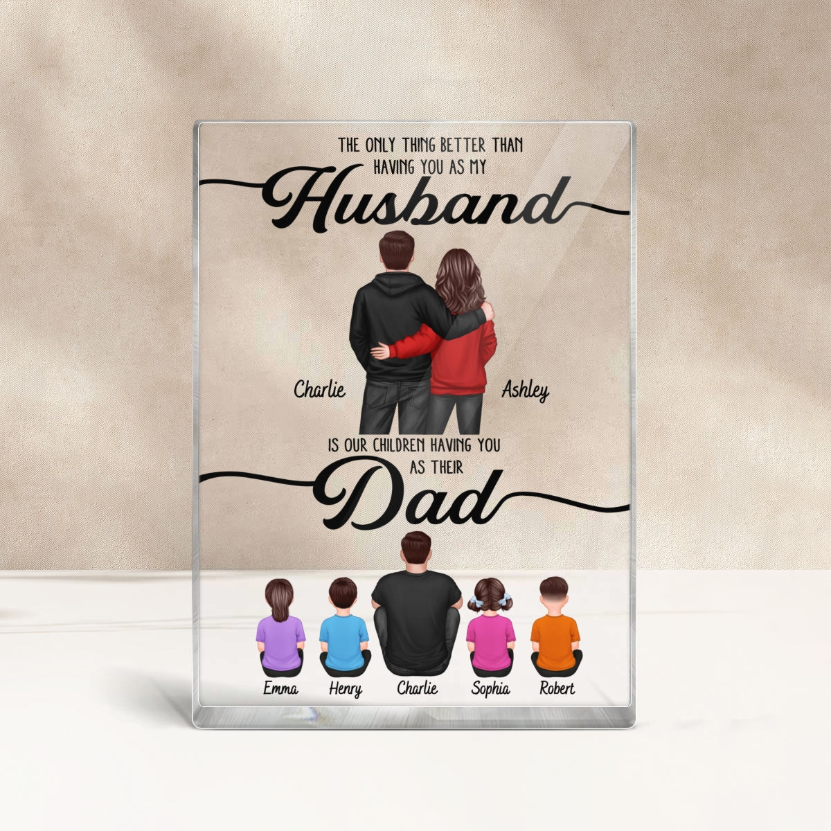 To My Husband Couple, Dad & Kids Personalized Acrylic Block, Father's Day gift for Husband