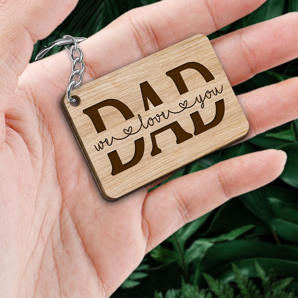 Best Dad Ever Doll Sitting Man & Kids - Personalized Wooden Keychain