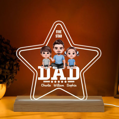 Five - Star Doll Realistic Dad And Kids Personalized Warm Custom Shape Acrylic LED Night Light