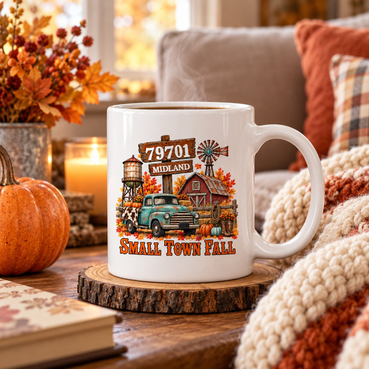Small Town Fall Western Zip Code - Personalized Mug