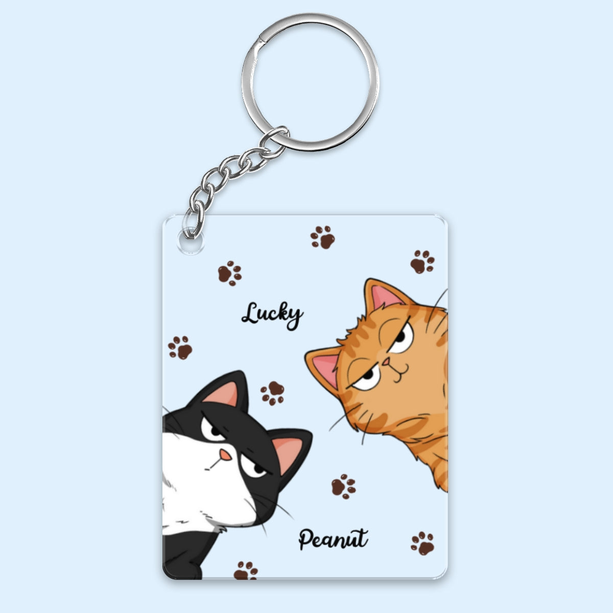 Funny Cats Expressions Paw Pattern Personalized Acrylic Keychain
