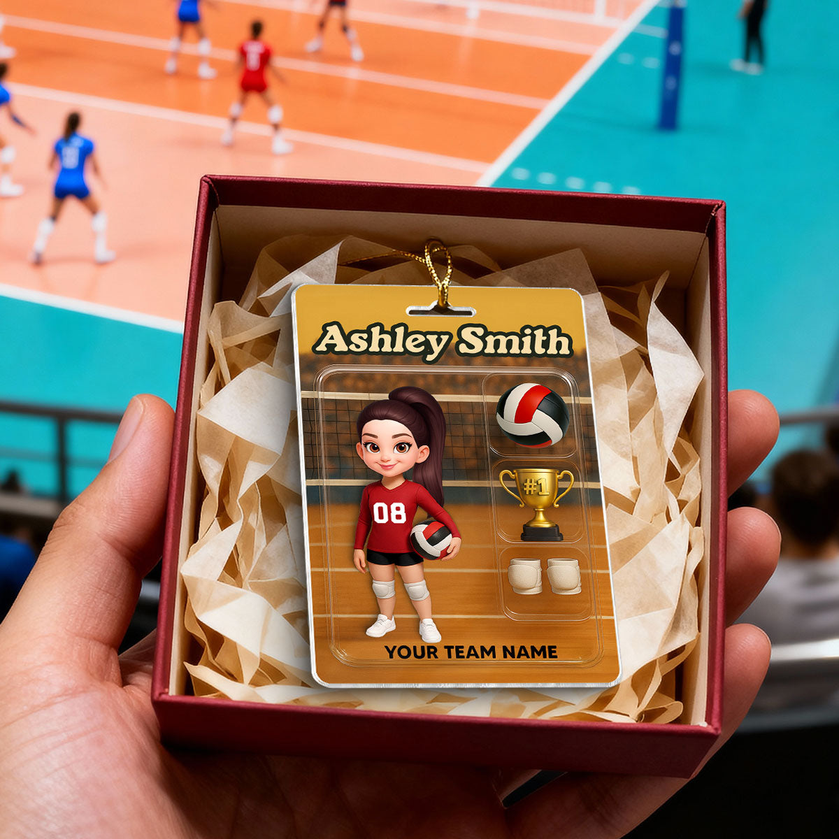 3D Effect Volleyball Player Custom Figure - Personalized Acrylic Ornament - Christmas Gift For Volleyball Players