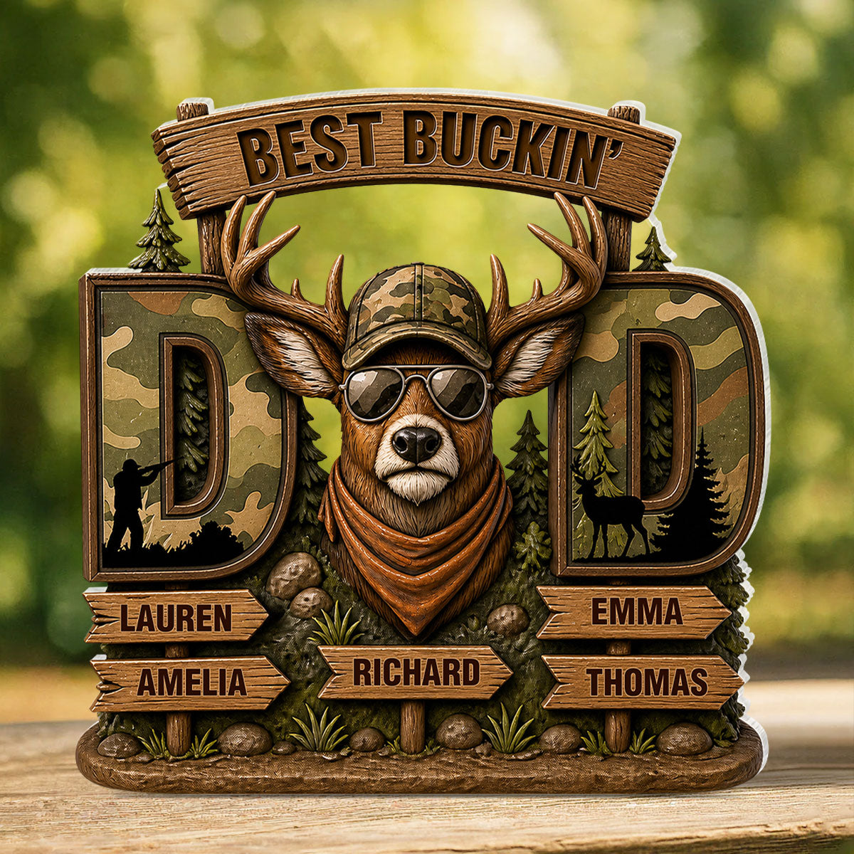 Best Buckin's Dad Hunting - Personalized Acrylic Block Plaque - Father's Day Gift For Dad, Husband