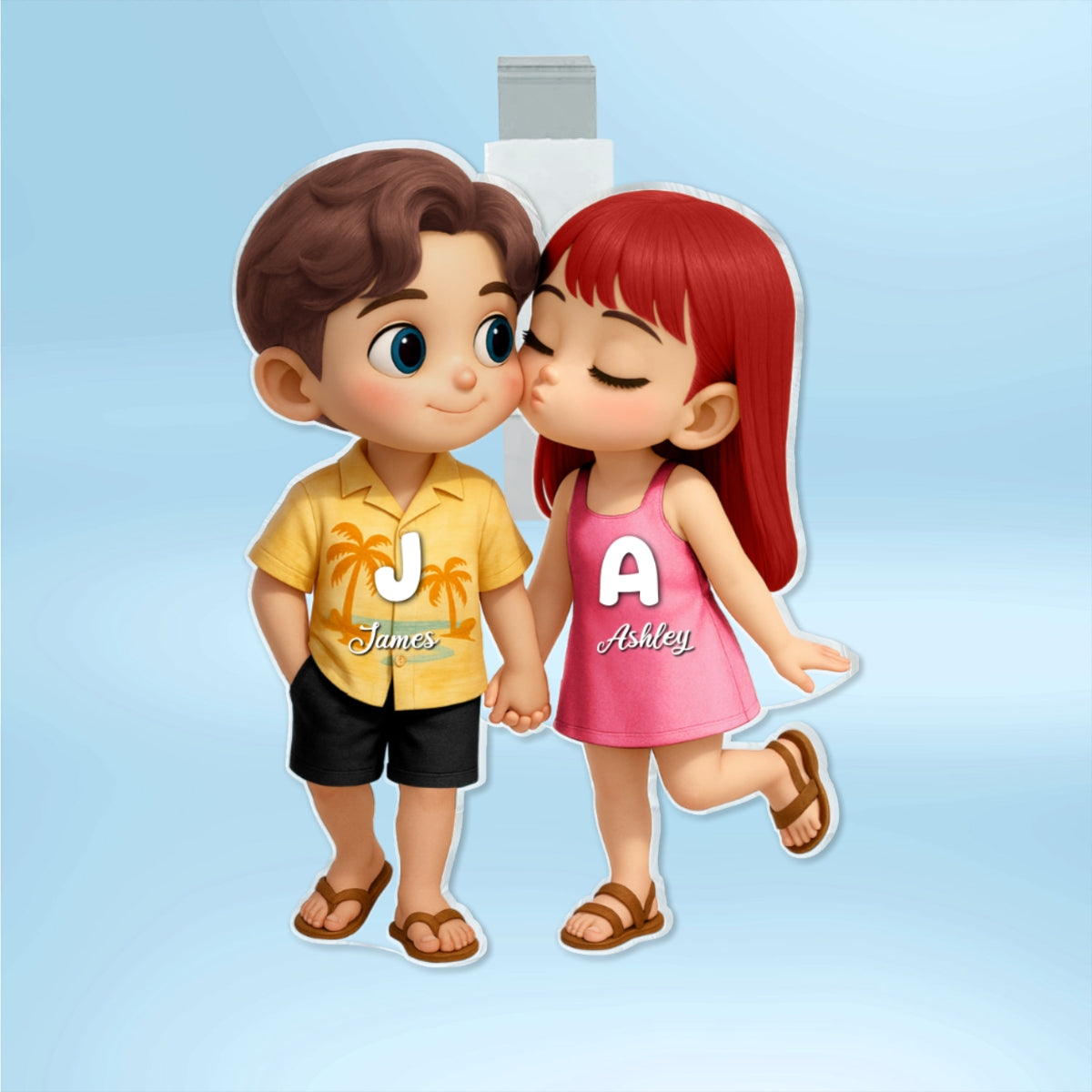 Cute Cartoon Couple Summer Vibe Personalized Acrylic Car Visor, Gift for him, Gift for her