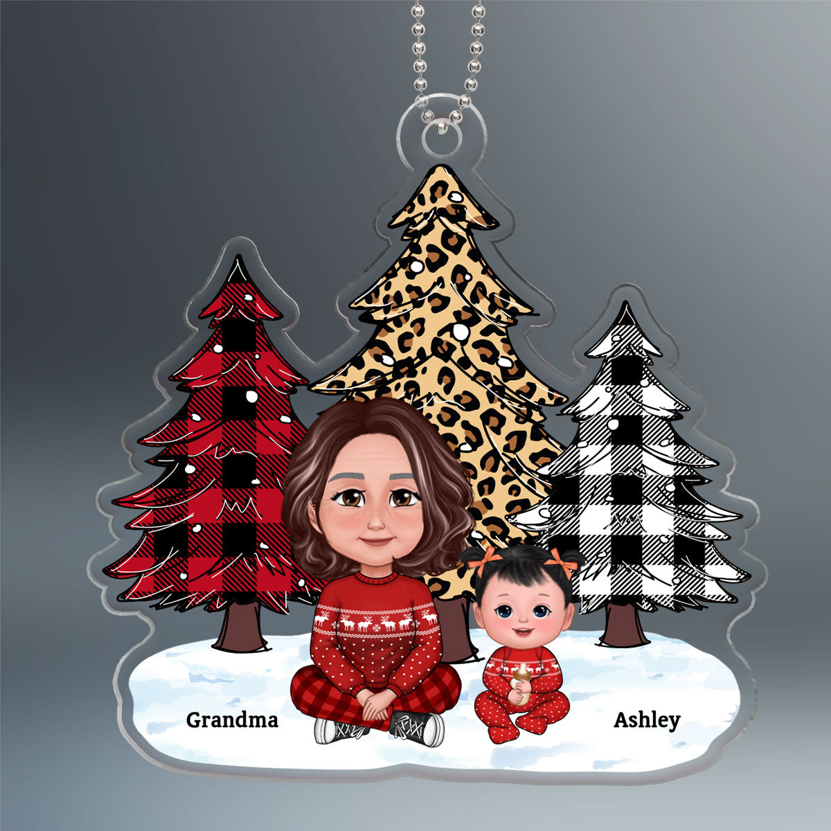 Leopard Baby's First Christmas Personalized Gift For Grandma Acrylic Ornament