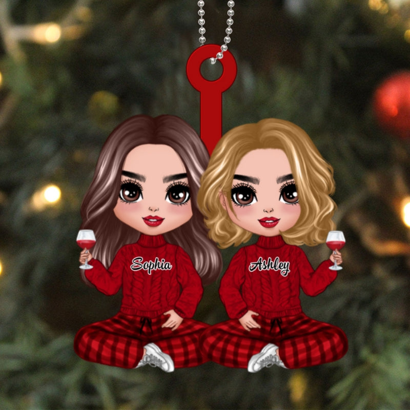 Christmas Happy Doll Best Friends Personalized Acrylic Ornament