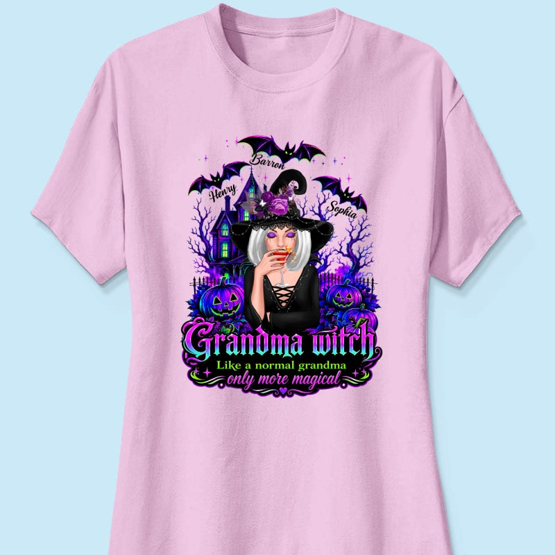 Grandma Witch More Magical - Personalized Shirt - Halloween Spooky Scene, Gift for Grandma