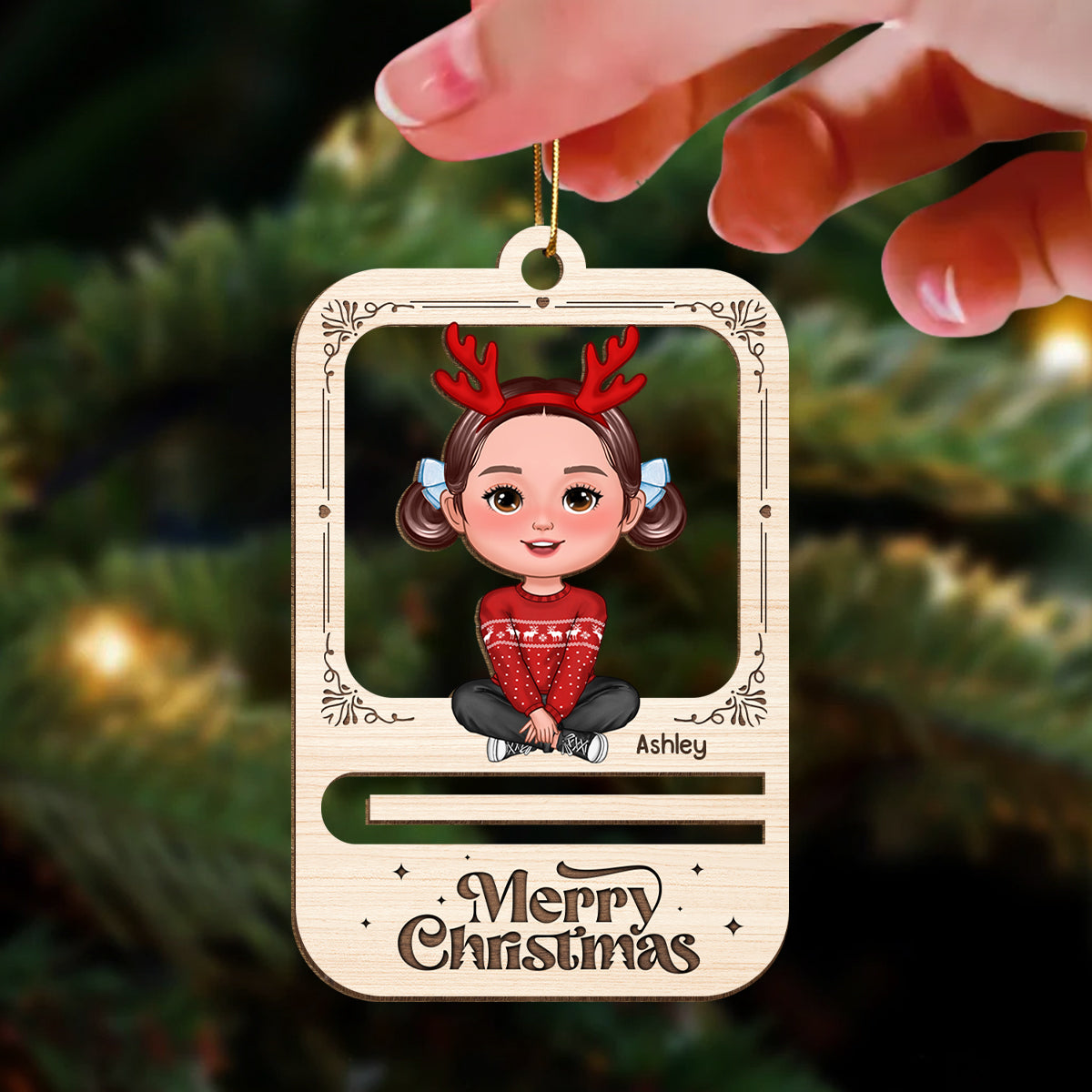 Merry Christmas Cute Kid Personalized Holiday Money Holder Ornament