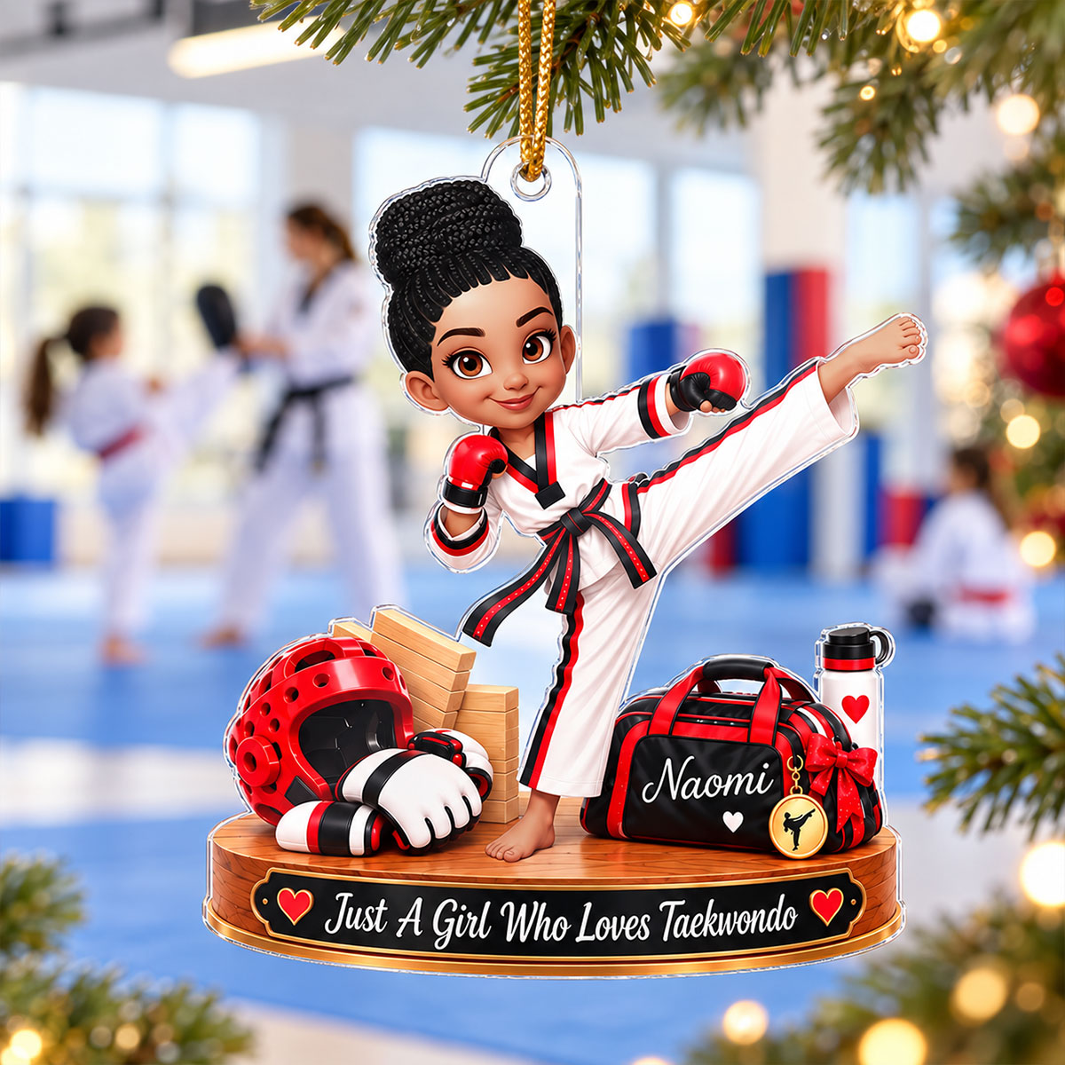Just a Girl Who Loves Taekwondo - Personalized Acrylic Ornament - Christmas Gift for Daughter,Granddaughter
