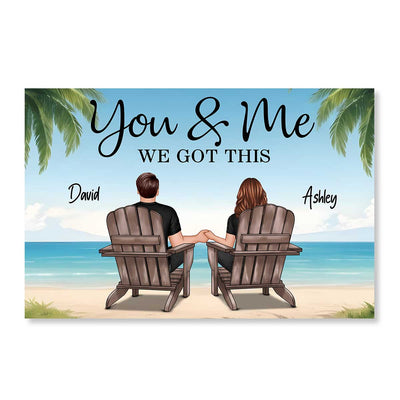Summer Vibe Beach Landscape Couple Sitting Personalized Poster