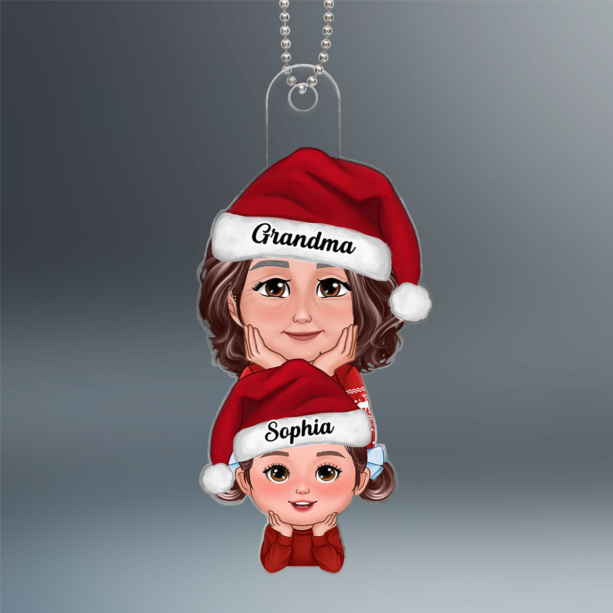 Pretty Grandma Granddaughter Grandson Stacked Christmas Gift Personalized Acrylic Ornament