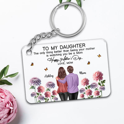 To My Daughter From Mom Happy Mother's Day Birth Flower Personalized Acrylic Keychain, Gift For Daughter