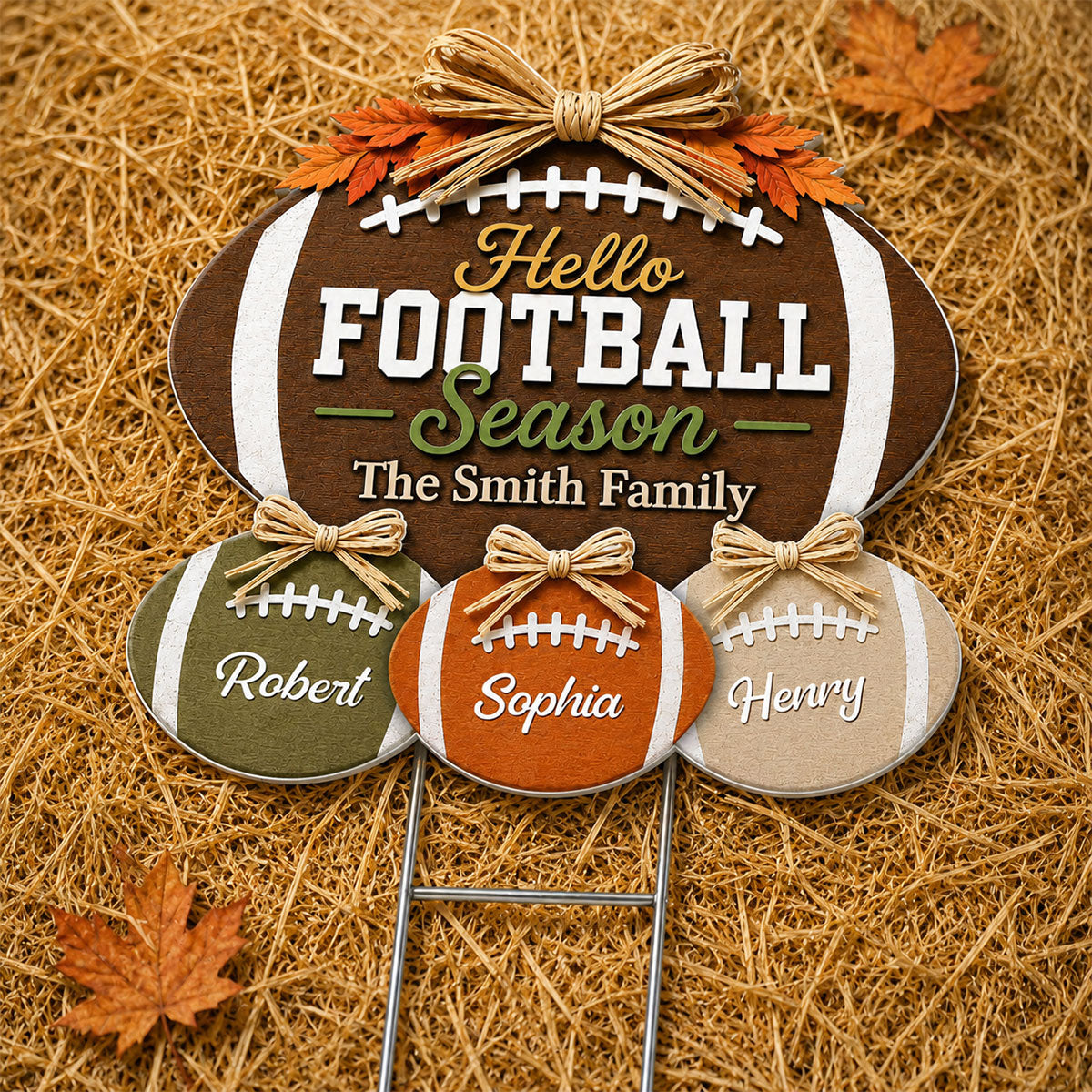 Family Hello Football Season - Personalized Yard Sign - Football Season Decor For Family