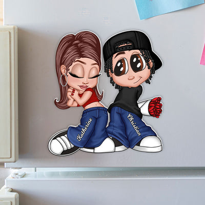 Y2K Style Couple Personalized Acrylic Fridge Magnet, Heartfelt Gift For Couple, For Him, For Her, Boyfriend, Girlfriend, Husband, Wife