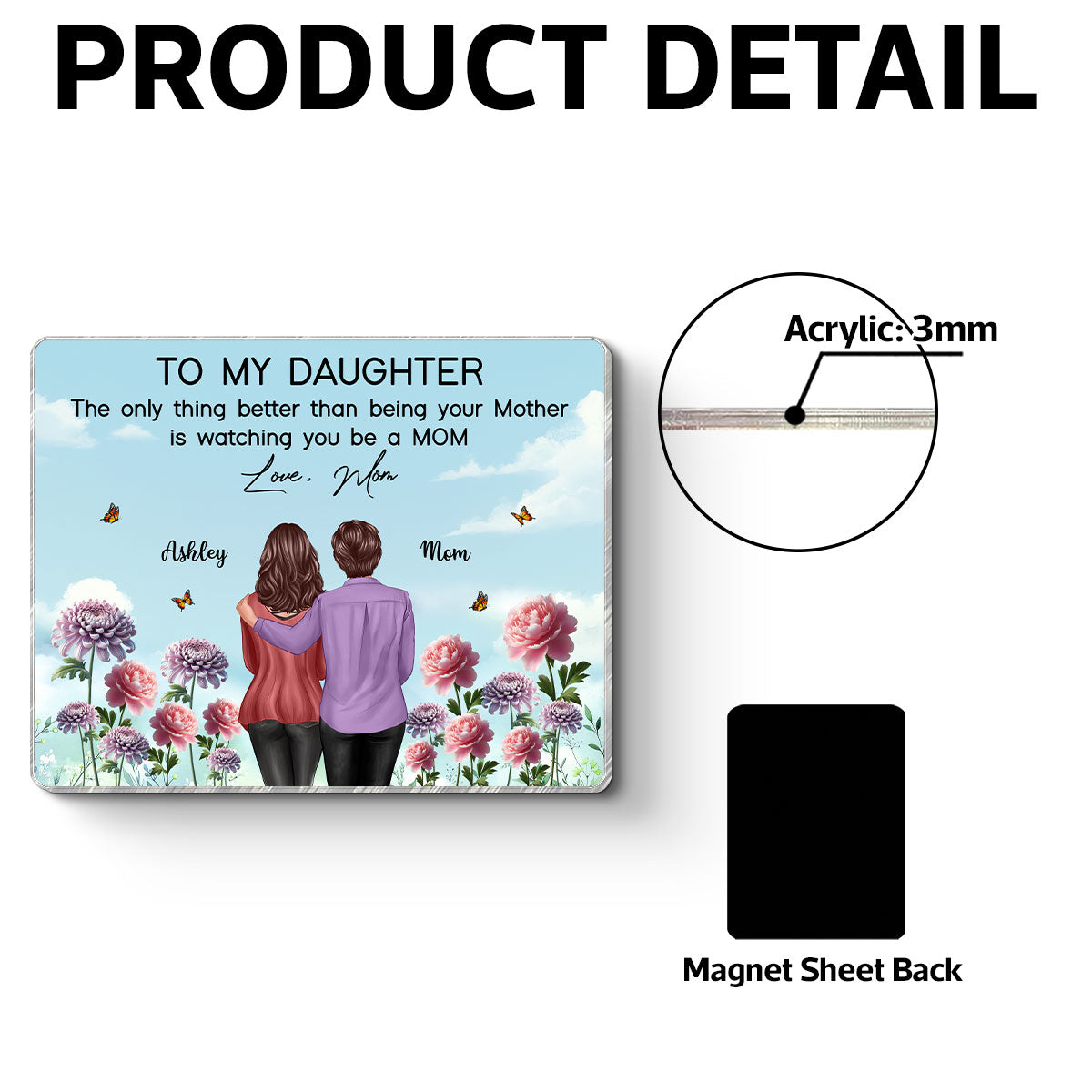 To My Daughter From Mom Happy Mother's Day Birth Flower Personalized Acrylic Fridge Magnet, Gift For Daughter