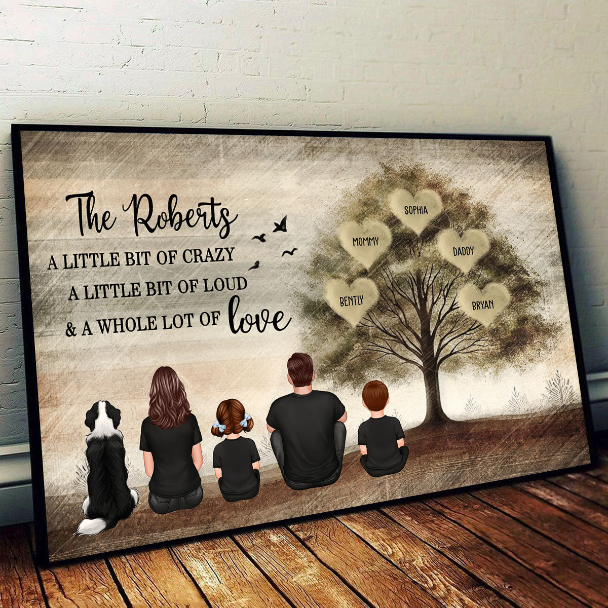 Family Sitting Back view Whole Lot Of Love Personalized Poster, Gift for Husband, Wife, Dad, Mom