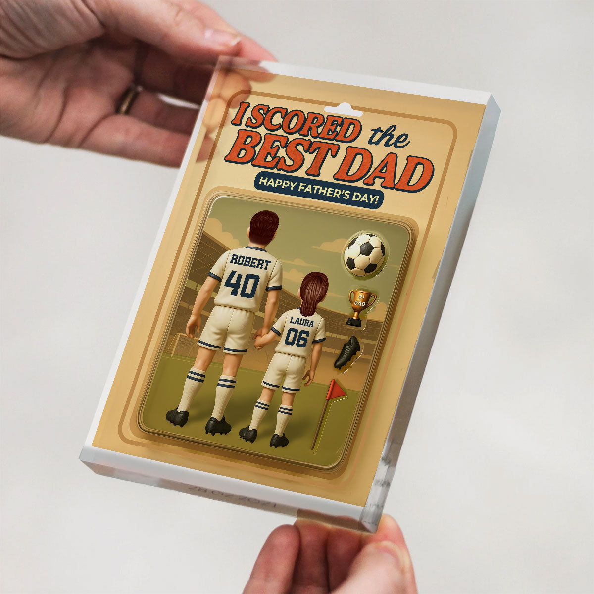 I Scored The Best Dad Soccer Custom Figure Personalized Acrylic Block Plaque, Father's Day Gift for Dad, Gift for Husband