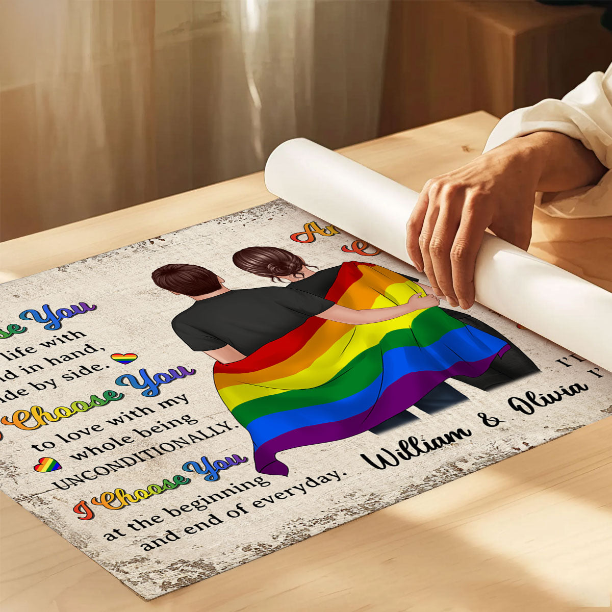 Pride Month LGBTQ+ Couple I Choose You Personalized Poster, Gift For Couple