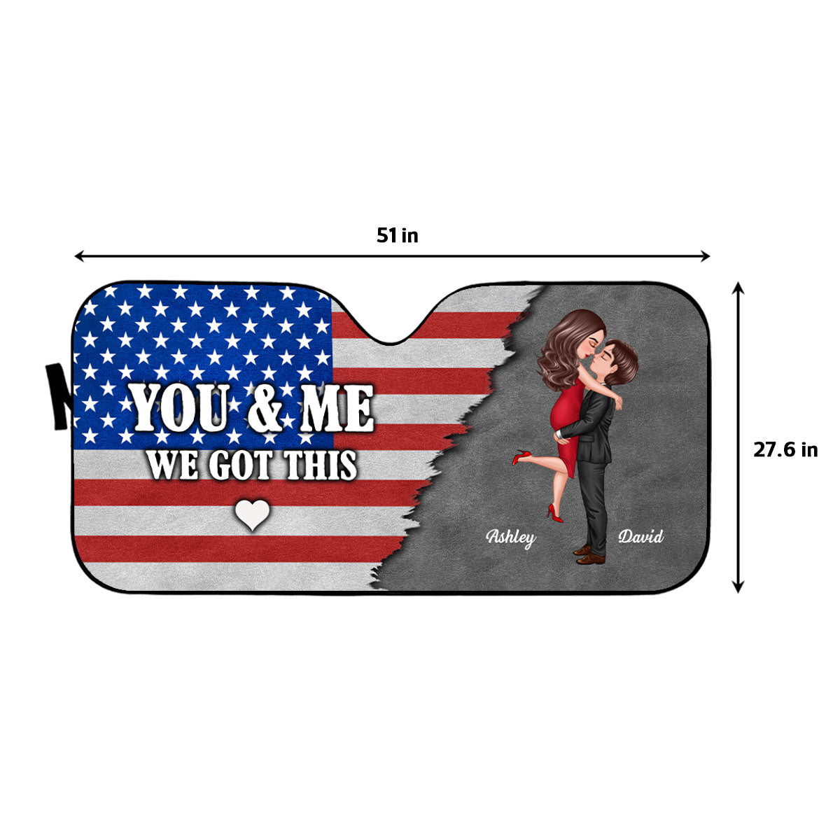 Nation Flag Couple We Got This Personalized Car Sunshade, Anniversary Gift For Him, Gift For Her