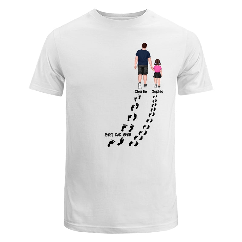 Back View Dad And Son Daughter Kids Walking Best Dad Ever Personalized Shirt