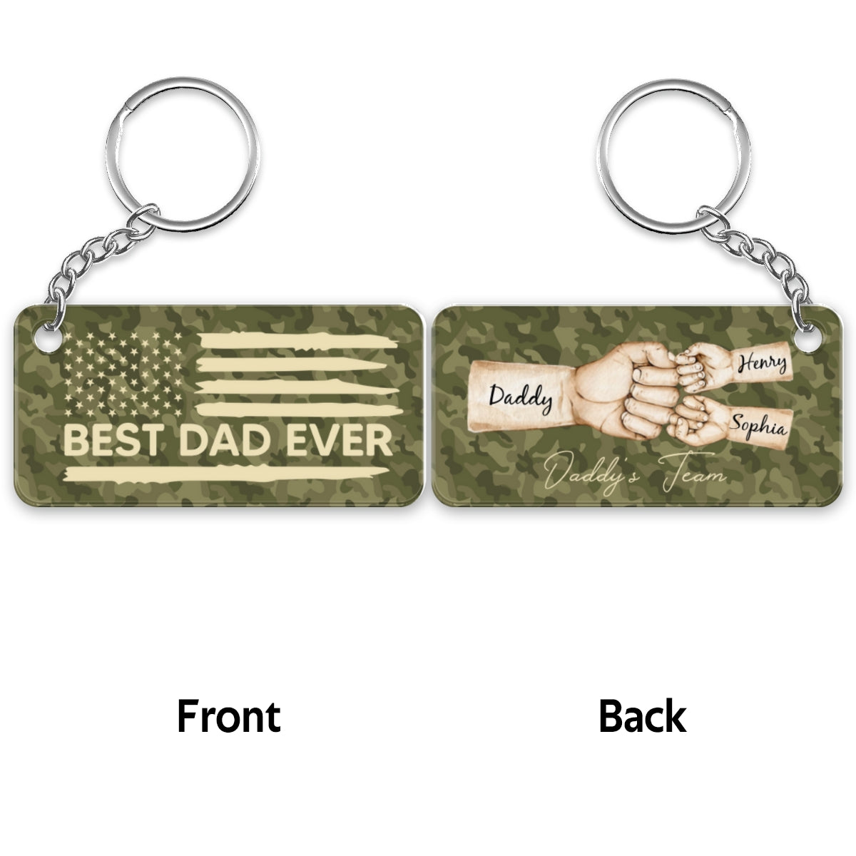 Nation Flag Best Dad Ever Daddy‘s Team Fist Bump Personalized Acrylic Keychain
