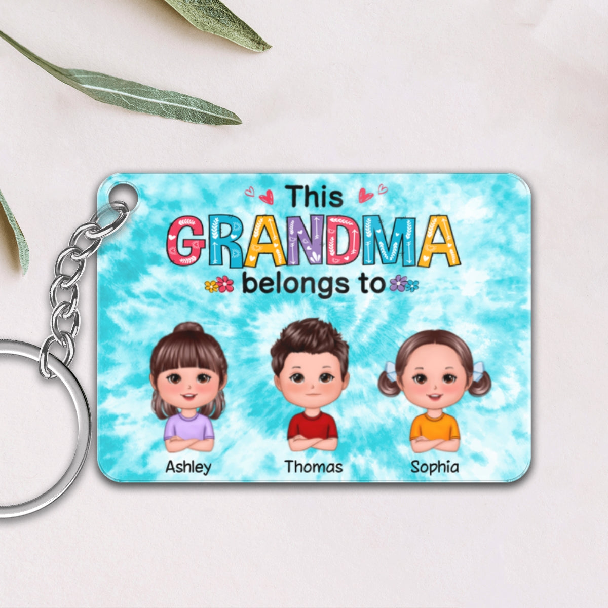 Colorful Floral Pattern This Grandma Mom Belongs To Doll Kids Personalized Acrylic Keychain
