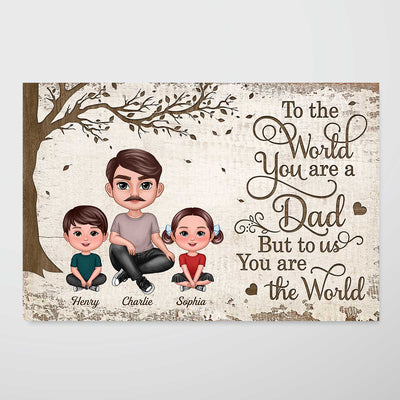 Doll Dad And Kids Dogs Cats Sitting Personalized Horizontal Poster
