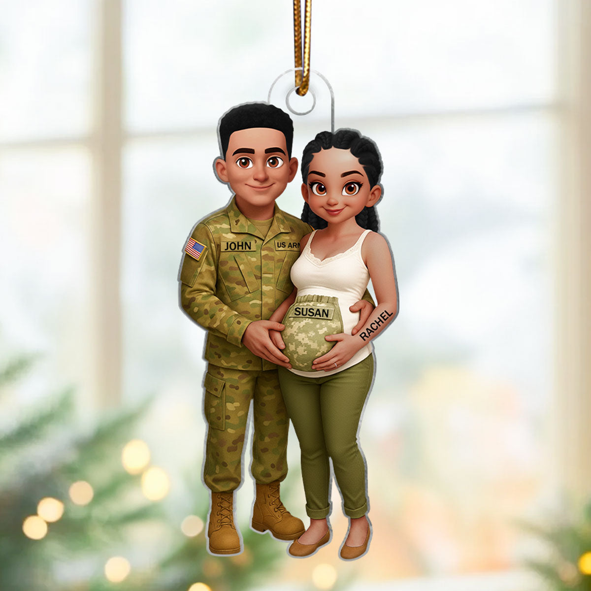 Expecting Army Parents - Personalized Acrylic Ornament - Special Gift for Expecting Parents, for Him, for Her