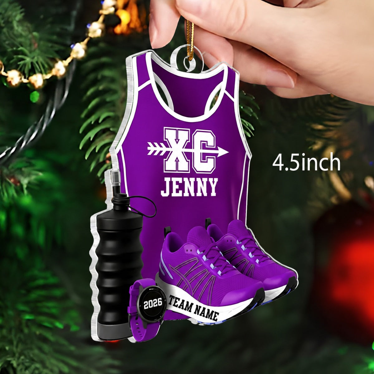 3D Effect Cross Country Runner - Personalized Acrylic Ornament - Unique Christmas Gift For Son, Daughter, Grandson, Granddaughter