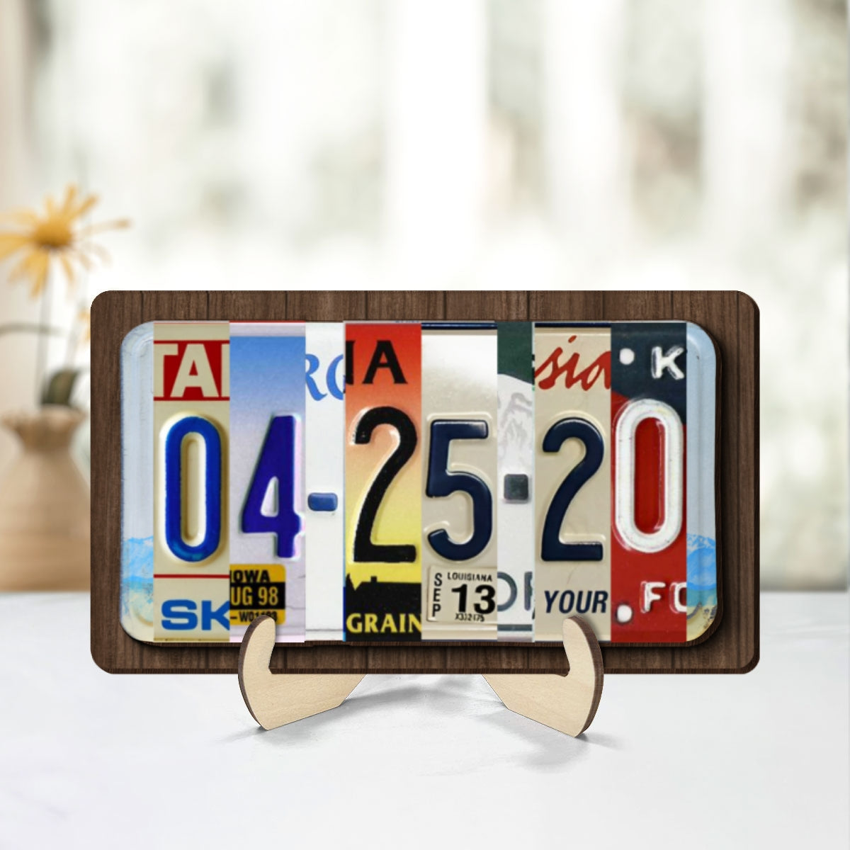 Couple License Plate Personalized Wooden Plaque,  Anniversary Date, Wedding Date, Valentines Day Gift for Couples, for Him, for Her