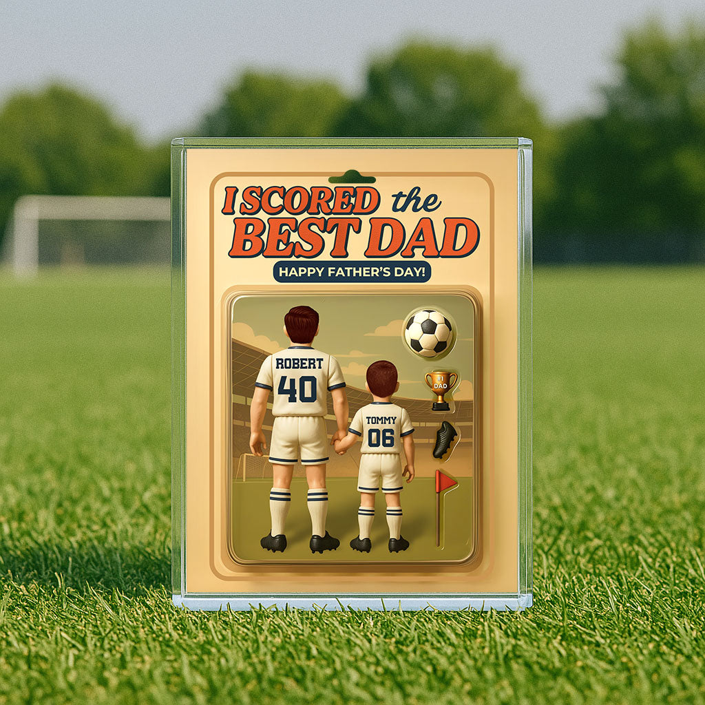 I Scored The Best Dad Soccer Custom Figure Personalized Acrylic Block Plaque, Father's Day Gift for Dad, Gift for Husband