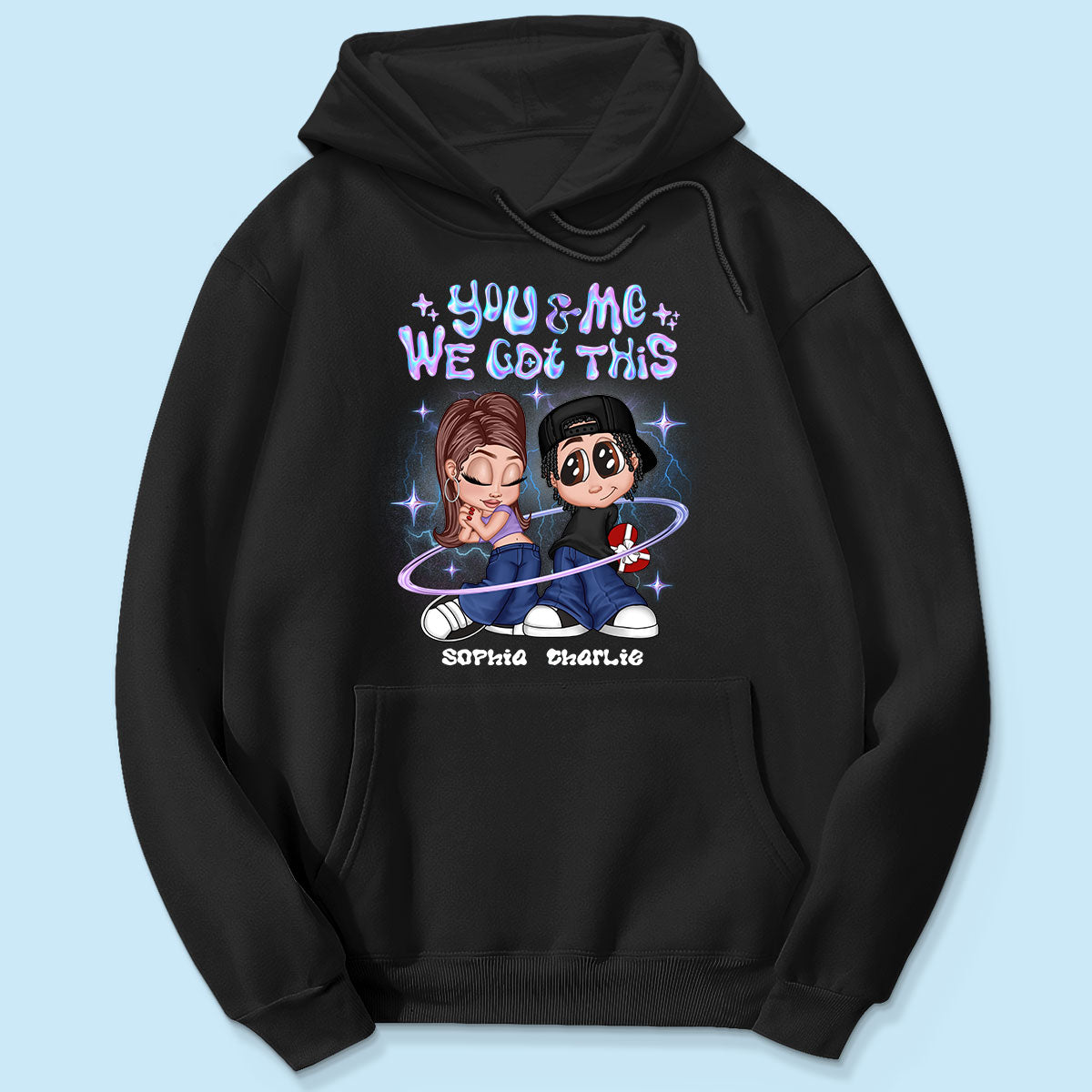 Y2K Couple Hologram Pattern Personalized Shirt, Gift For Him Gift For Her