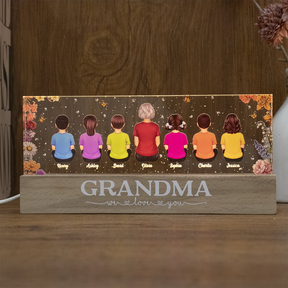 We Love You Personalized LED Night Light, Gift For Grandma Mom